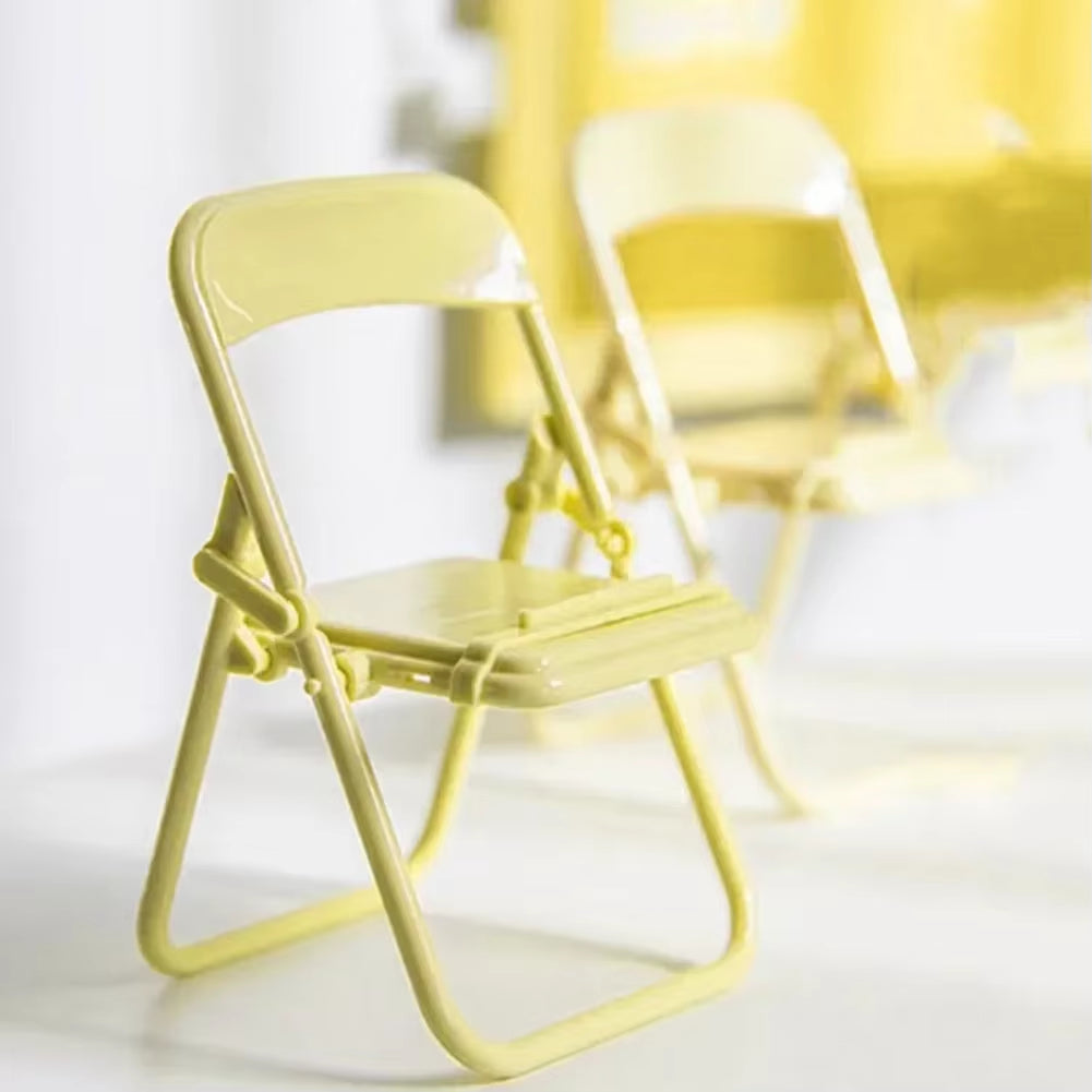 2024 New Mini Cell Phone Stand Chair Desktop Mobile Phone Tablet Holder Folding Convenient Cute Phone Accessories