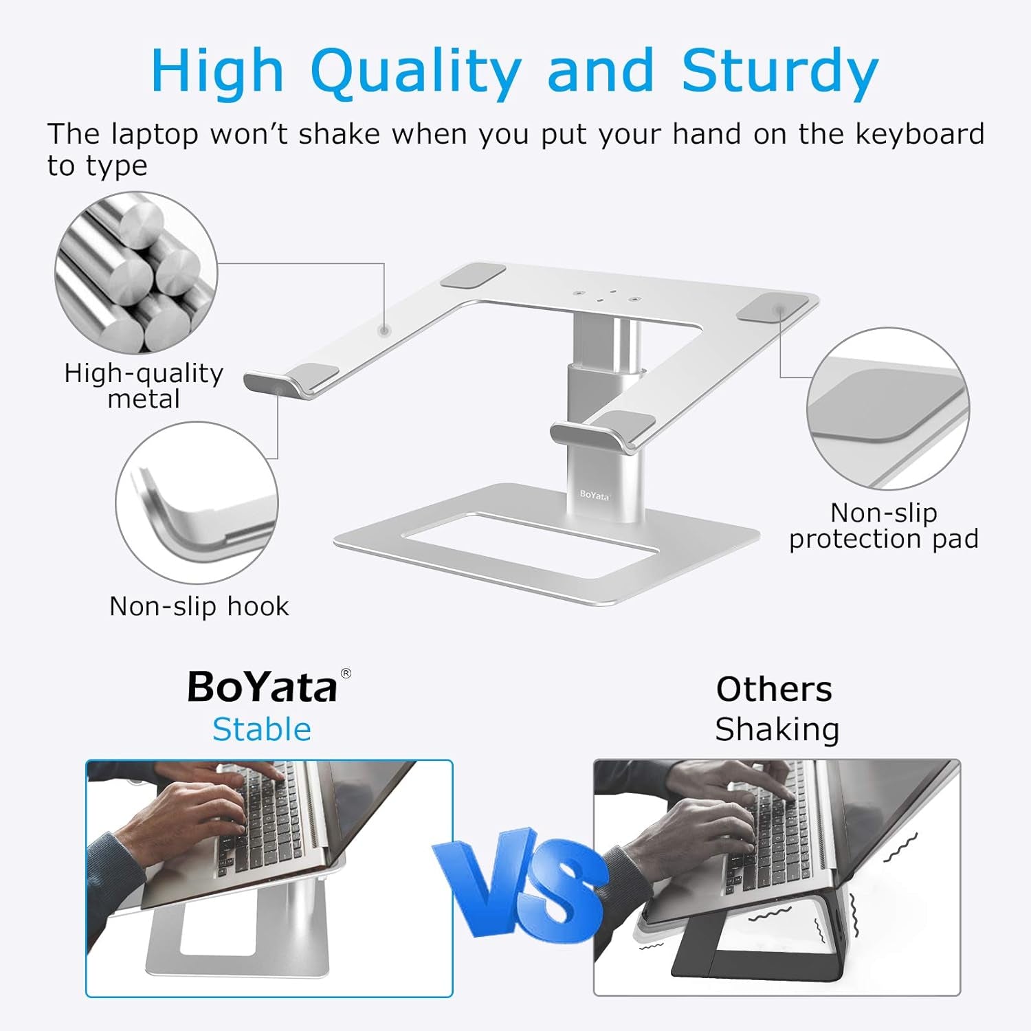 Ergonomic Aluminum Laptop Stand, Height Adjustable Riser for 11-17" Laptops, Compatible with MacBook Pro/Air, Dell, Lenovo, HP, Samsung, and More